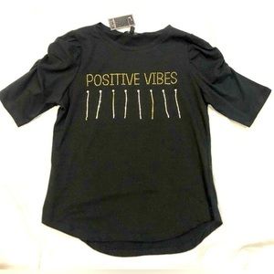 NEW LOOK Louise paris black with gold bling positive vibes blouse